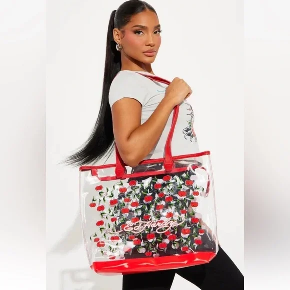 NWT Ed Hardy Red Cherries Clear
Tote Bag - Picture 3 of 4